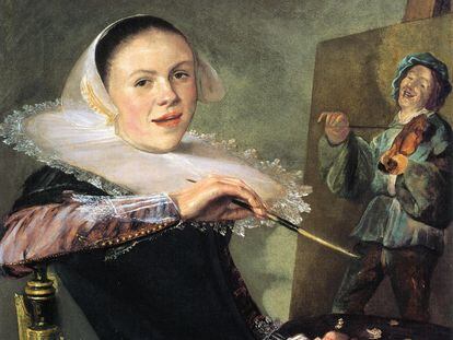 Autorretrato de Judith Leyster, a los 24 años, en 1633, conservado en Galería Nacional de Arte de Washington.