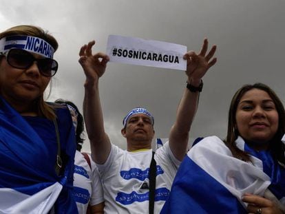Protestas en Madrid por la situación política de Nicaragua. 