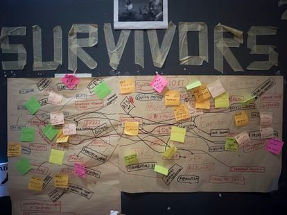Un diagrama en el local de MSF usado por el grupo de supervivientes de tortura en una de sus sesiones grupales.
