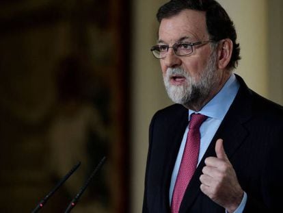 Mariano Rajoy, este viernes durante la rueda de prensa de fin de a&ntilde;o en La Moncloa.