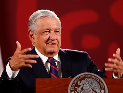 El presidente mexicano, Andrés Manuel López Obrador, en su conferencia de prensa de este lunes.