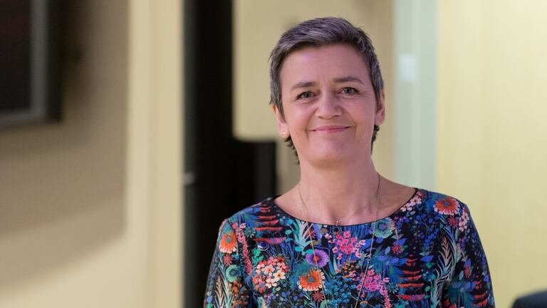 Margrethe Vestager, en una reunión de la Comisión Europea en marzo de 2019.