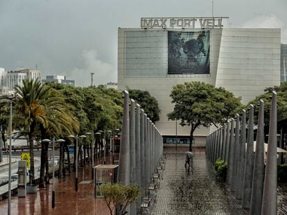 Cine Imax Port Vell de Barcelona cuando cerró en 2014 por la falta de asistentes a sus sesiones.
