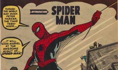 Detalle de la portada del 'Amazing Fantasy # 15', primera aparición de Spiderman.