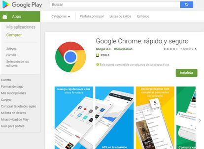 Google Chrome en Play Store