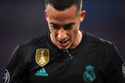 Lucas Vázquez, en el partido de ida contra el Bayern.