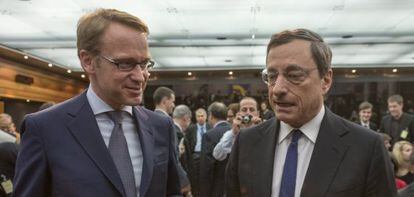Jens Weidmann (Bundesbank) y Mario Draghi (BCE).