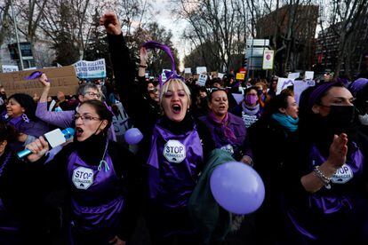 Manifestación feminista en Madrid este martes.