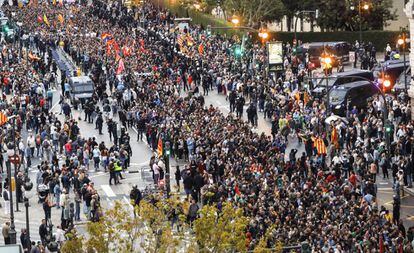 Manifestación del 9 d'Octubre celebrada este martes en Valencia.