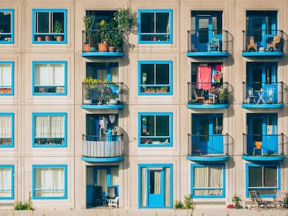 Una fachada de un edificio en Amsterdam (Países Bajos). 