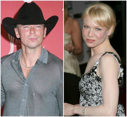 Los mismos meses, cuatro, duró el matrimonio entre la actriz Reneé Zellweger y el músico Kenny Chesney. La protagonista de 'El diario de Bridget Jones’ y el cantante de country se casaron en el Caribe en mayo de 2005 y en septiembre la actriz alegó fraude para anularlo.