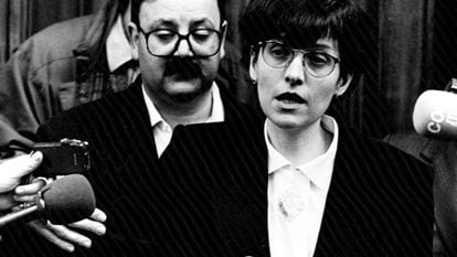 Maria Àngels Feliu, secuestrada el 20 de noviembre de 1992, tras su liberación 16 meses después.