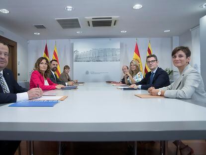 Reunión de la mesa de diálogo sobre Cataluña  en el Palacio de La Moncloa, en julio de este año.