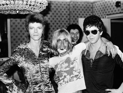 Los músicos David Bowie, Iggy Pop y Lou Reed, en una imagen de 1972.
