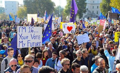 Manifestación en Londres para pedir que se vote un segundo referéndum en el Reino Unido sobre el Brexit.