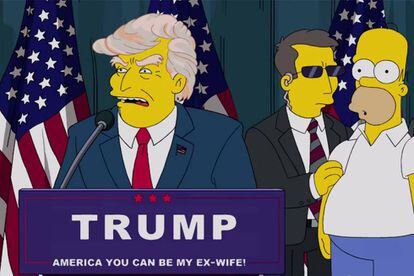 Un fotograma con el personaje de Donald Trump como político en la serie de animación 'Los Simpson'.