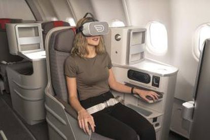 Iberia incorpora gafas virtuales en sus vuelos a Nueva York y Tel Aviv.
