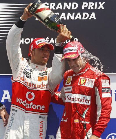 Hamilton, con Alonso en el podio.