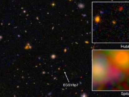 Galaxy EGS8p7, desde el Hubble y el Spitzer.