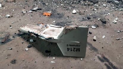 Imagen sin fecha proporcionada por el ejército ucranio de lo que han descrito como un dron iraní Shahed, derribado cerca de Kupiansk (Ucrania).