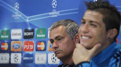 Mourinho y Cristiano, ayer en la rueda de prensa