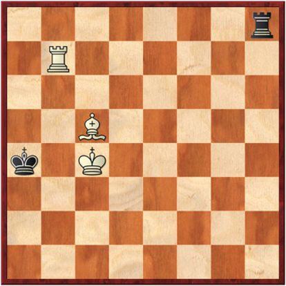 Caruana-Svídler: esta posición tras 103 Rc4 es técnicamente ganadora. Pero después del jaque en h4 y con un juego correcto de ambos bandos se necesitan al menos 19 jugadas para ganar. Y la regla de tablas por 50 movimientos sin capturas ni movimientos de peón se cumplia en la 116.