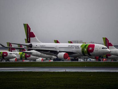 Aviones de TAP en el aeropuerto de Lisboa. 