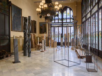 Piezas de Naxo Farreras en la Sala Lluís Millet del Palau de la Música Catalana, donde tiene lugar la exposición "Sentir las esculturas". Cortesía: Palau de la Música Catalana.