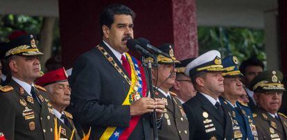 Maduro pronuncia un discurso en la conmemoración de los 205 años de la Independencia de Venezuela.