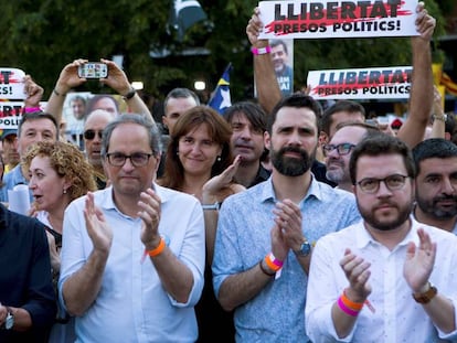 Manifestación convocada por ANC y Òmnium en Barcelona para pedir la libertad de los presos independentistas.