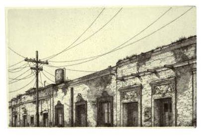 Grabado de Pepe Hérnandez de la casa de Juan Rulfo, en Guadalajara (México).