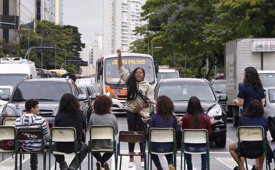 Estudiantes protestan en São Paulo el pasado lunes.