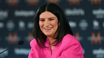 Laura Pausini, en una rueda de prensa de Eurovisión, festival que copresenta este año.