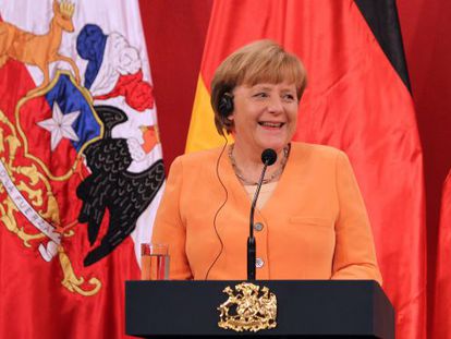La canciller alemana Angela Merkel, en Santiago de Chile.