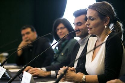 La soprano Ainhoa Arteta durante la presentación del concierto.