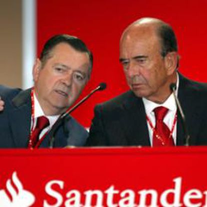 Alfredo Sáenz, consejero delegado de Santander, junto a Emilio Botín, presidente del grupo.