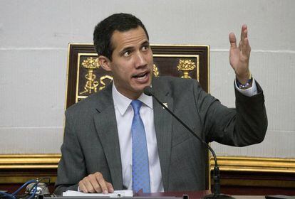 Juan Guaidó, en la Asamblea Nacional, en Caracas.