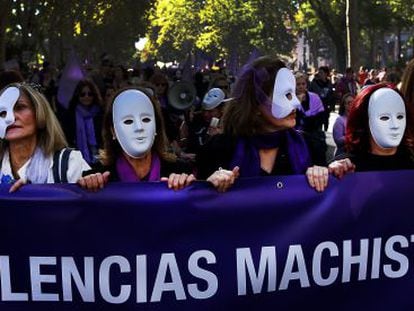 Manifestaci&oacute;n en Madrid contra la violencia machista en noviembre. 