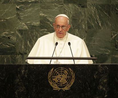 El Papa, davant l'Assemblea General de l'ONU, aquest divendres a Nova York.