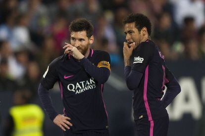 Los jugadores del Barcelona, Lionel Messi y Neymar da Silva.