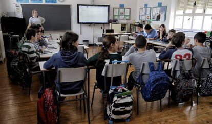 Aula de un colegio p&uacute;blico madrile&ntilde;o, en una imagen del archivo. 