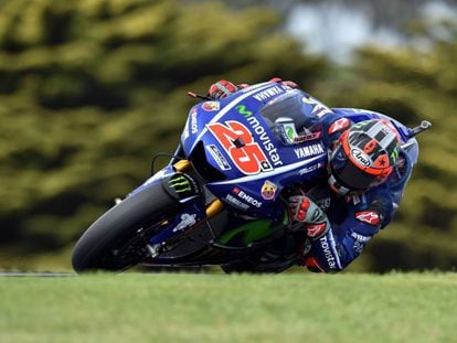 Maverick Vi&ntilde;ales, con su Yamaha en Phillip Island. 
  