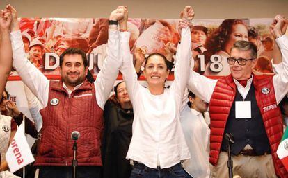 Claudia Sheinbaum celebra el triunfo electoral.