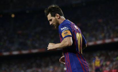 Messi, en el duelo entre el Barcelona y el Alavés en el Camp Nou.
