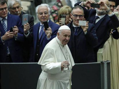 El papa Francisco, este miércoles en la sala Nervi, en el Vaticano.