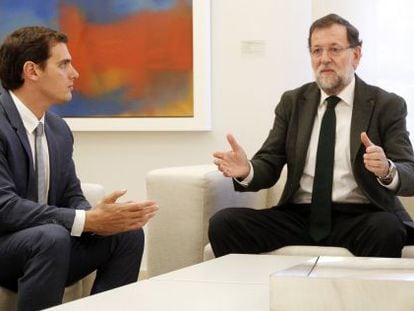 Rivera y Rajoy durante su reuni&oacute;n en La Moncloa.