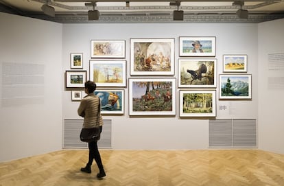 Sala de la exposición con los cuadros que los presos realizaron obligados por los SS.