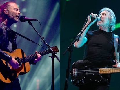 Thom Yorke, líder de Radiohead, y Roger Waters, fundador de Pink Floyd, en actuaciones recientes.