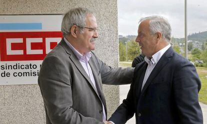 Pachi Vázquez es recibido por el secretario general de CCOO en Galicia