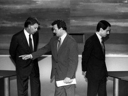 Debate entre Felipe González y José María Aznar en Antena 3, el 24 de mayo de 1993.